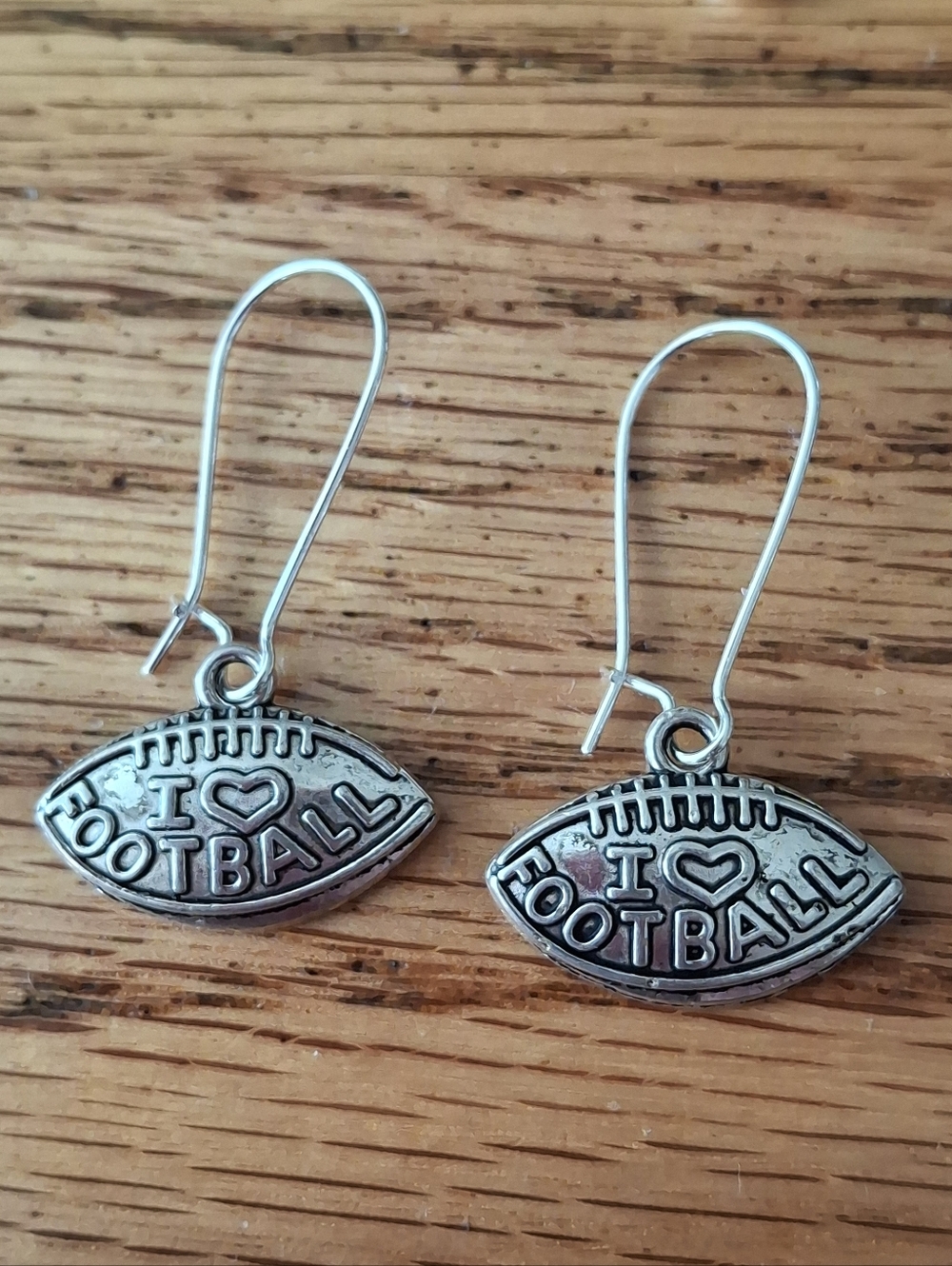 NWT Tibetan Silver - "I ❤️ Football" Dangle Earrings